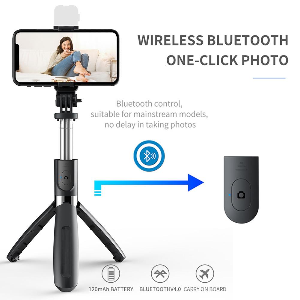 Bluetooth Wireless Selfie Stick Tripod Foldable Extendable Universal Monopod For Smartphones Camera Self-Timer With Fill Light
